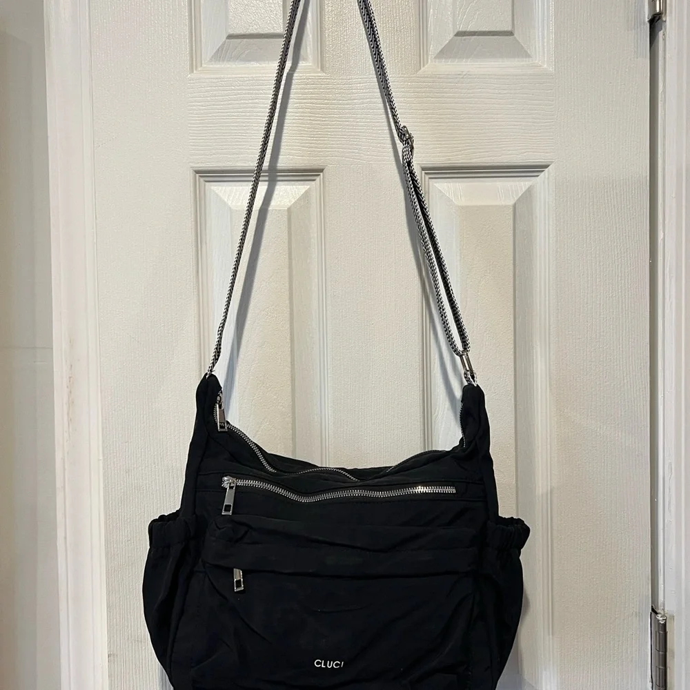 Black Crossbody Bag with Zip Pockets - Picture 1 of 4